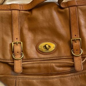Fossil Brown leather messenger bag